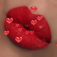 Gif animé bouche coeurs